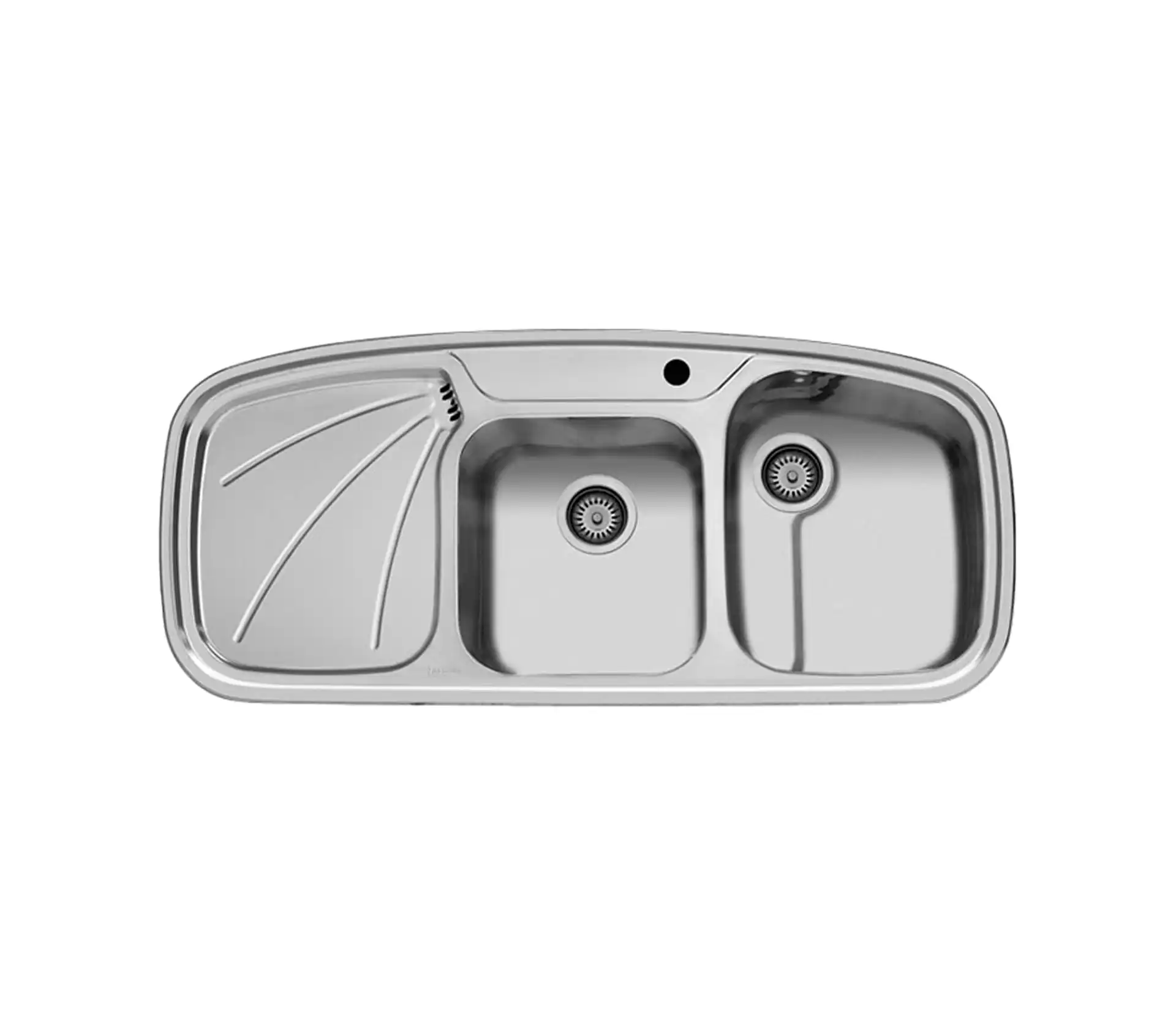Akhan built-in sink code 6NEW 2 سینک توکار اخوان جنس استیل 2 لگنه با میوه شور کد 6NEW با عمق لگن 16 سانتیمتر