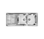 سینک توکار اخوان جنس استیل 2 لگنه با میوه شور کد 147New با عمق لگن 22 سانتیمتر
