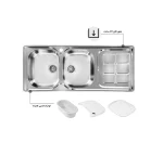 سینک توکار اخوان جنس استیل 2 لگنه با میوه شور کد 147New با عمق لگن 22 سانتیمتر