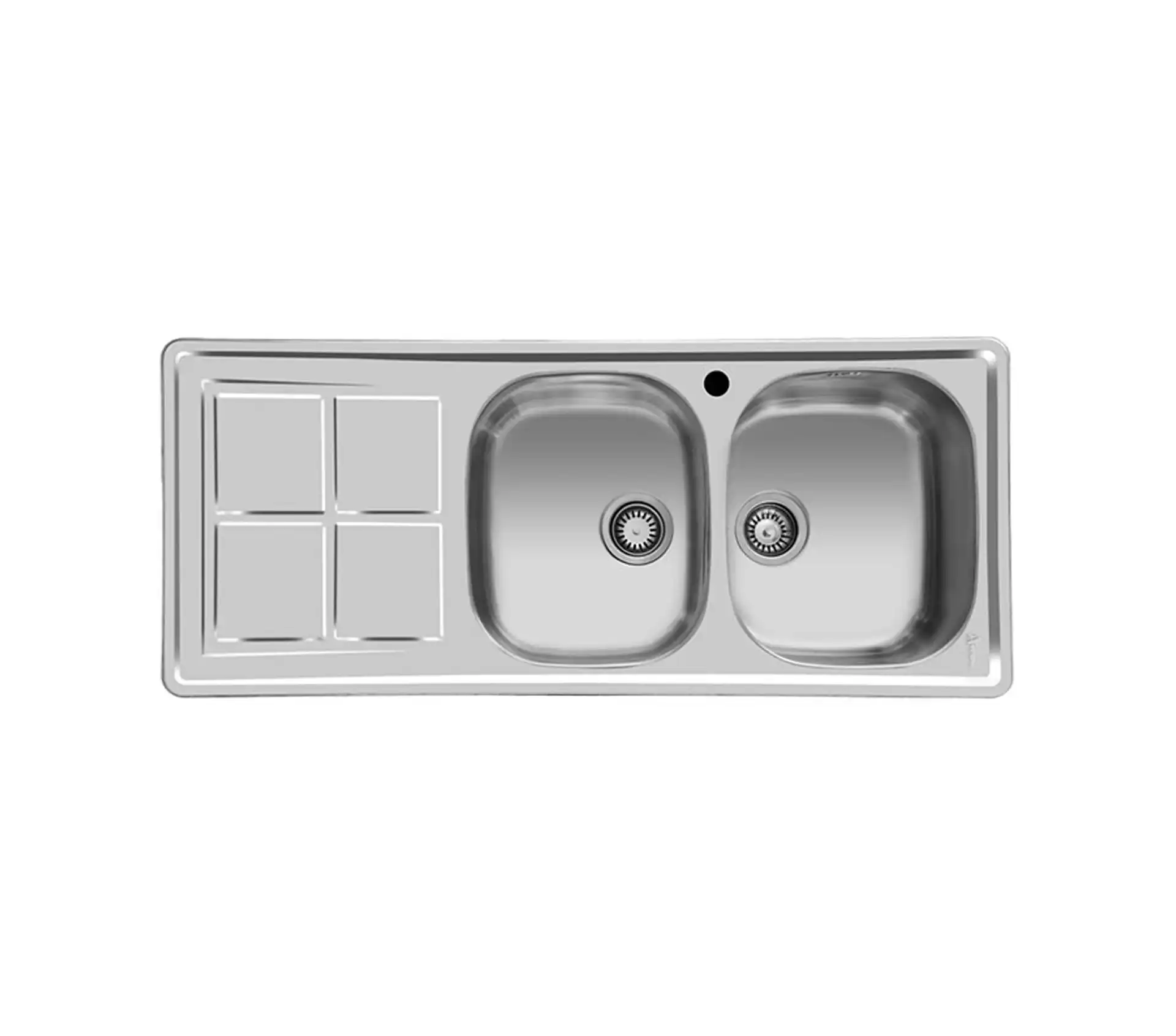 Akhwan built-in sink made of steel 2 basins with passion fruit code 159 with a basin depth of 20 cm 1 سینک توکار اخوان جنس استیل 2 لگنه با میوه شور کد 159 با عمق لگن 20 سانتیمتر