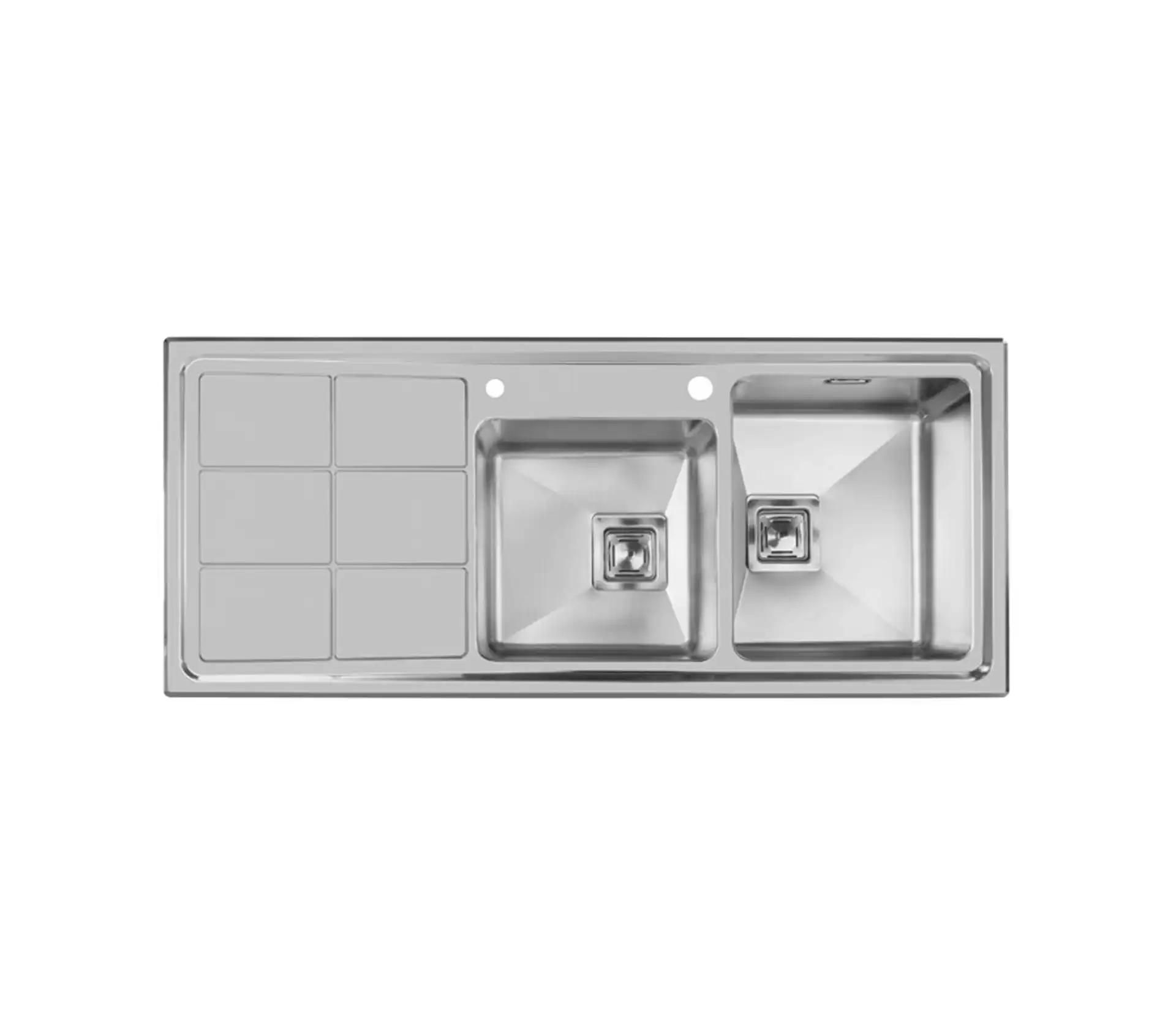 Akhwan built-in sink made of steel 2 basins with passion fruit code 304 with a basin depth of 20 cm 1 سینک توکار اخوان جنس استیل 2 لگنه با میوه شور کد 304 با عمق لگن 20 سانتیمتر