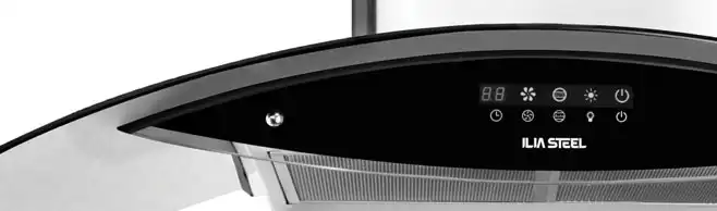 پنل تنظیمات هود شومینه ای ایلیا استیل مدل یاقوت استیل 90cm