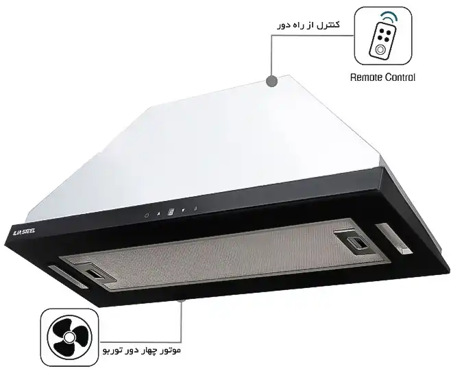 خرید هود مخفی ایلیا استیل مدل دینا مشکی 75cm از کارینوشاپ