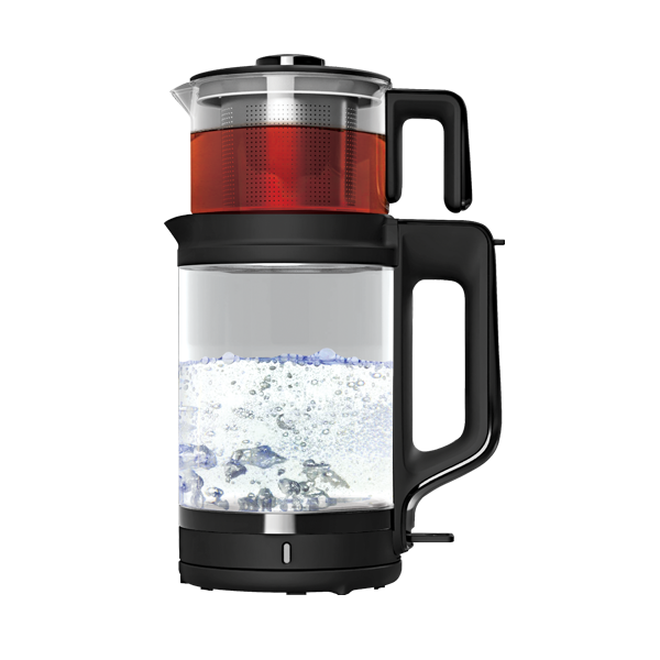 TeaMaker-چای ساز 110 مشکی داتیس چای ساز داتیس رنگ مشکی کتری شیشه ای قوری شیشه ای کتری 2 لیتری دارای گرم نگه دارنده مدل 110