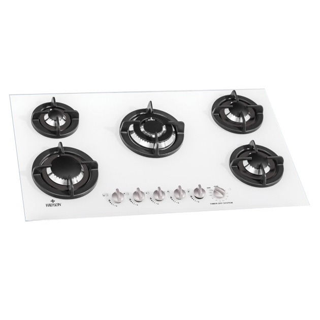هادسون 202w اجاق گاز صفحه ای شیشه ای سفید 5 شعله قطعات ایتالیا هادسون مدل 202w