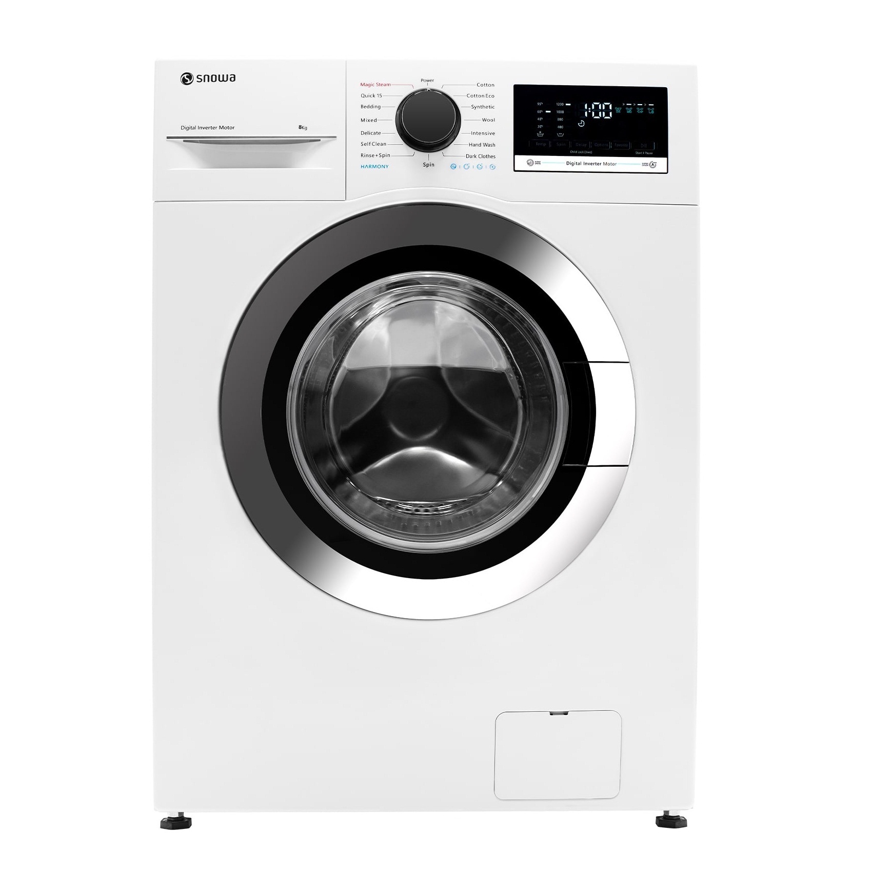 SWM82301 ماشین لباسشویی ماشین لباسشویی اسنوا 8 کیلویی درب از جلو با قابلیت اضافه کردن لباس هوشمند رنگ سفید مدل ماشین لباسشویی واش این واش SWM82301
