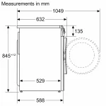 ابعاد ماشین لباسشویی بوش WGA242X0ME