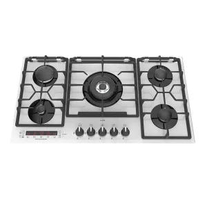 گاز رومیزی و صفحه ای 5 شعله شیشه ای سفید تایمر دار صفحه لمسی آلتون مدل g535DW