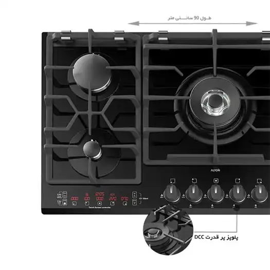 گاز رومیزی و صفحه ای پنج شعله شیشه ایی آلتون G535DB