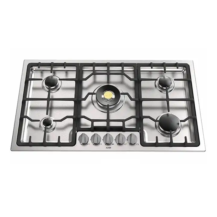 Alton plate and table gas is525 (2) تصویر اصلی گاز صفحه ای و رومیزی آلتون جنس استیل 5 شعله پلوپز وسط سرشعله ایتالیا باچدن 3 تکه مدل IS525