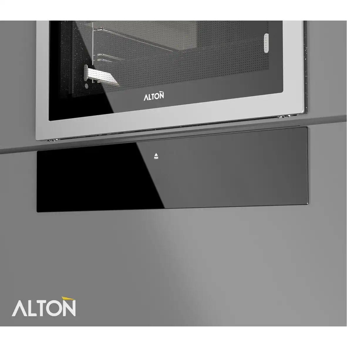 کشو گرم کن آلتون D500B رنگ مشکی جنس شیشه غذا گرم کن آلتون