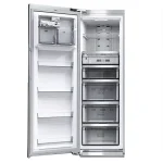 یخچال و فریزر دوقلو دوو رنگ سفید مدل DLRF-2036GW با درب فریزر باز مشاهده تعداد طبقات فریزر