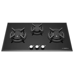 گاز رومیزی و صفحه ای رابیتس جنس شیشه مشکی 3 شعله مدل RG 341