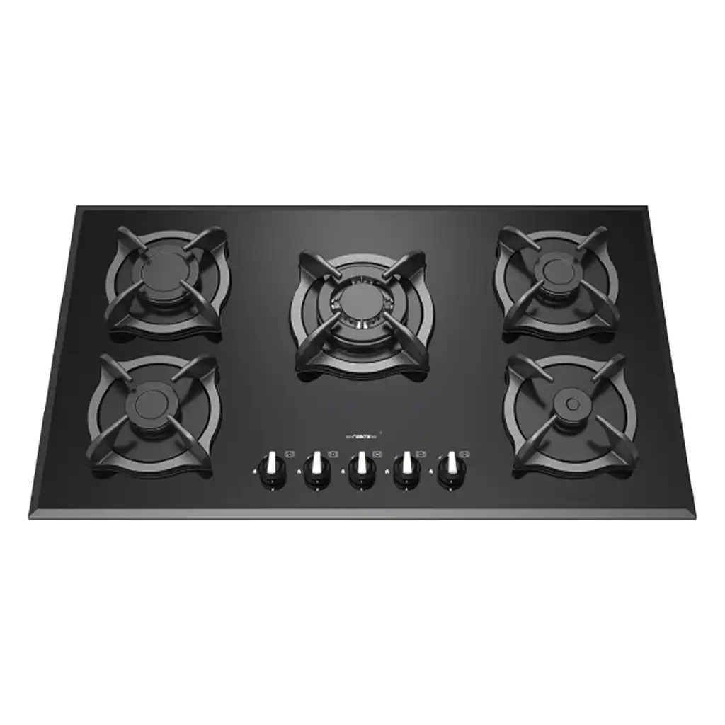 Rabbits Black Gas RG-547 1 گاز رومیزی و شیشه ای استیل 5 شعله مشکی شعله پلوپز وسط رابیتس مدل RG-547