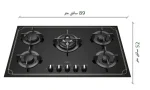 ابعاد گاز رومیزی و صفحه ای شیشه ای 5 شعله مشکی مارک و بند رابیتس مدلا RG 555