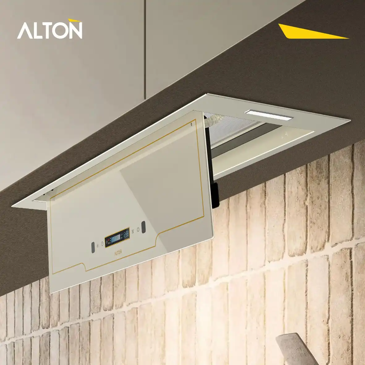 ]ود شیشه ای کلاسیک کرم طلایی آلتون مدل h840c سایز 80 سانت