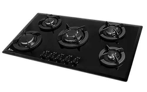 گاز رومیزی و صفحه ای اخوان جنس شیشه 5 شعله با قطعات ایتالیا مدل G35