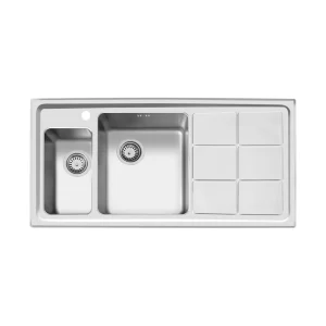 سینک توکار اخوان جنس استیل 2 لگنه با میوه شور کد 310s با عمق لگن 20 سانتیمتر