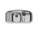 سینک توکار اخوان جنس استیل 2 لگنه با میوه شور کد 141 با عمق لگن 18 سانتیمتر