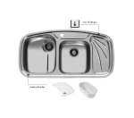 سینک توکار اخوان جنس استیل 2 لگنه با میوه شور کد 141 با عمق لگن 18 سانتیمتر