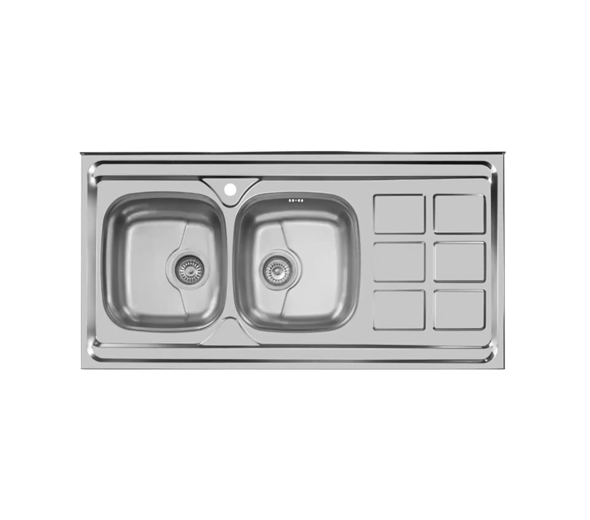 Akhan built-in sink made of steel 2 basins with passion fruit code 166SP with a basin depth of 14 cm 1 سینک توکار اخوان جنس استیل 2 لگنه با میوه شور کد 166SP با عمق لگن 14 سانتیمتر