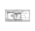 سینک توکار اخوان جنس استیل 2 لگنه با میوه شور کد 303s با عمق لگن 20 سانتیمتر