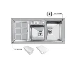 سینک توکار اخوان جنس استیل 2 لگنه با میوه شور کد 320s با عمق لگن 20 سانتیمتر