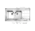 سینک توکار اخوان جنس استیل 2 لگنه با میوه شور کد 325s با عمق لگن 20 سانتیمتر
