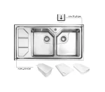 سینک توکار اخوان جنس استیل 2 لگنه با میوه شور کد 326s با عمق لگن 20 سانتیمتر