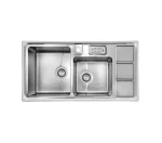 سینک توکار اخوان جنس استیل 2 لگنه با میوه شور کد 328s با عمق لگن 20 سانتیمتر