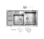 سینک توکار اخوان جنس استیل 2 لگنه با میوه شور کد 328s با عمق لگن 20 سانتیمتر