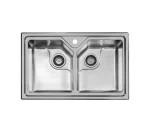 سینک توکار اخوان جنس استیل 2 لگنه با میوه شور کد 358 با عمق لگن 20 سانتیمتر