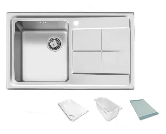 سینک توکار اخوان جنس استیل 1 لگنه کد 312 با عمق لگن 20 سانتیمتر