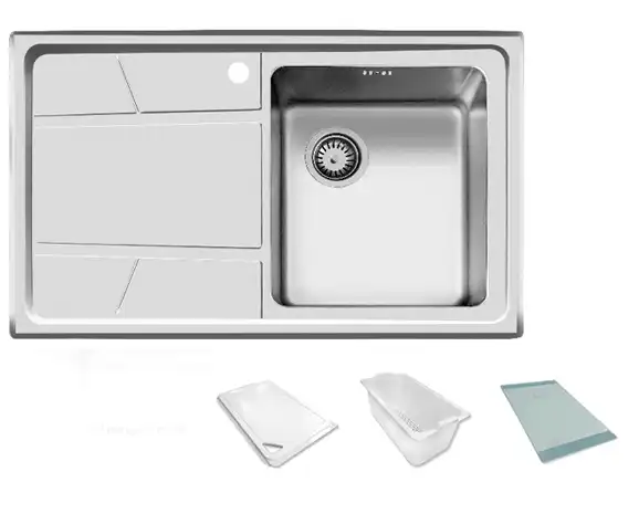 سینک توکار اخوان جنس استیل 1 لگنه کد 314 با عمق لگن 20 سانتیمتر