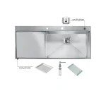 سینک توکار اخوان جنس استیل 1 لگنه کد 359 با عمق لگن 20 سانتیمتر