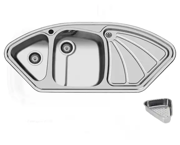 سینک توکار اخوان جنس استیل 1 لگنه با میوه شور کد 49 با عمق لگن 18 سانتیمتر