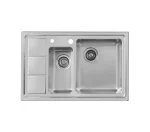 سینک توکار اخوان جنس استیل 1.5 لگنه با میوه شور کد 376 با عمق لگن 20 سانتیمتر