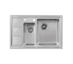 سینک توکار اخوان جنس استیل 1.5 لگنه با میوه شور کد 376s با عمق لگن 20 سانتیمتر