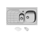 سینک توکار اخوان جنس استیل 1.5 لگنه با میوه شور کد 75 با عمق لگن 18 سانتیمتر