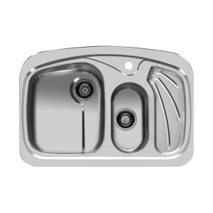 سینک توکار اخوان جنس استیل 2 لگنه با میوه شور کد 139 با عمق لگن 18 سانتیمتر