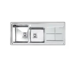 سینک توکار اخوان جنس استیل 2 لگنه با میوه شور کد 300s با عمق لگن 20 سانتیمتر