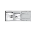 سینک توکار اخوان جنس استیل 2 لگنه با میوه شور کد 302 با عمق لگن 20 سانتیمتر