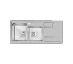 سینک توکار اخوان جنس استیل 2 لگنه با میوه شور کد 302s با عمق لگن 20 سانتیمتر