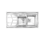 سینک توکار اخوان جنس استیل 2 لگنه با میوه شور کد 303 با عمق لگن 20 سانتیمتر