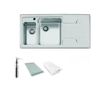 سینک توکار اخوان جنس استیل 2 لگنه با میوه شور کد 308 با عمق لگن 20 سانتیمتر