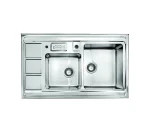 سینک توکار اخوان جنس استیل 2 لگنه با میوه شور کد 322 با عمق لگن 20 سانتیمتر