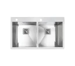 سینک توکار اخوان جنس استیل 2 لگنه با میوه شور کد 335 با عمق لگن 20 سانتیمتر