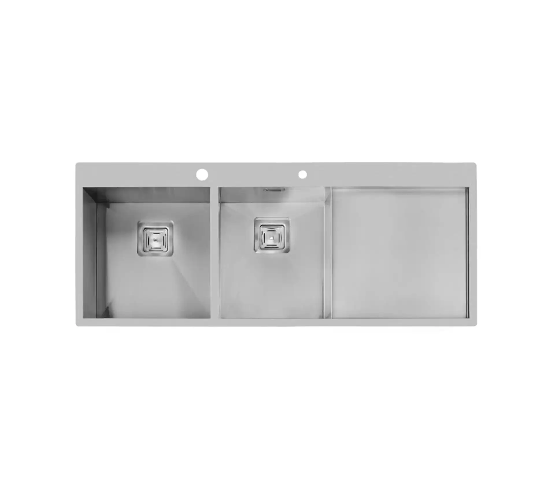Akhwan built-in sink made of steel, 2 basins, with passion fruit, code 357, basin depth 20 cm 1 سینک توکار اخوان جنس استیل 2 لگنه با میوه شور کد 357 با عمق لگن 20 سانتیمتر