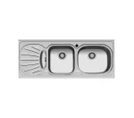 سینک توکار اخوان جنس استیل 2 لگنه با میوه شور کد 36 با عمق لگن 17 سانتیمتر