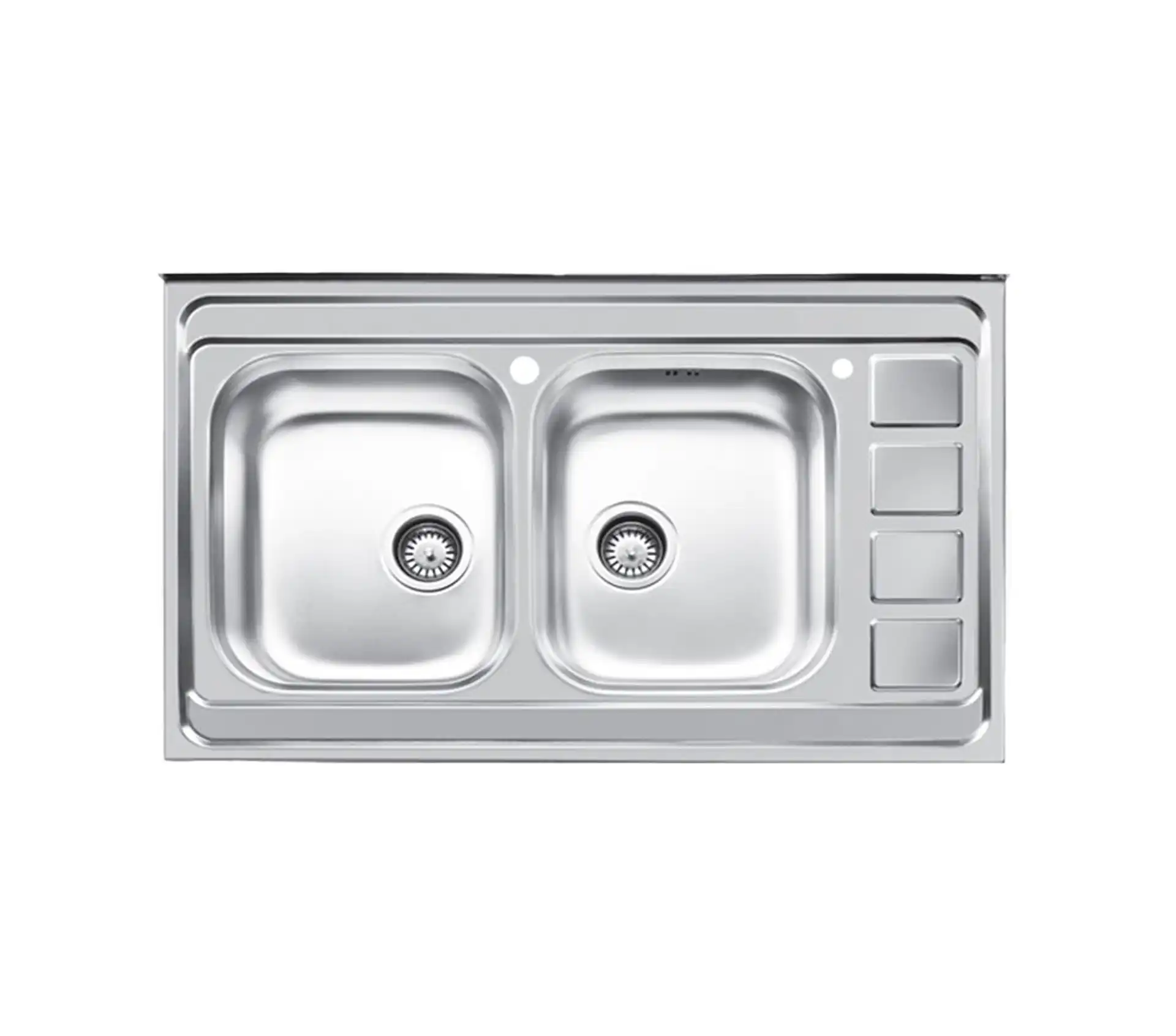 Akhwan built-in sink made of steel 2 basins with passion fruit code 372 with a basin depth of 16 cm 1 سینک توکار اخوان جنس استیل 2 لگنه با میوه شور کد 372 با عمق لگن 16 سانتیمتر